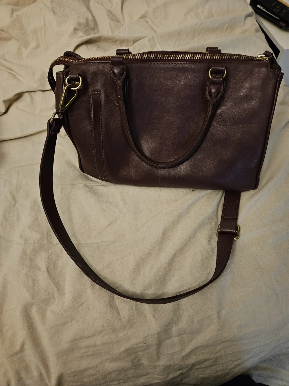 Roots Classic Women's Leather Satchel Tote in Dark Brown - Picture 2 of 2